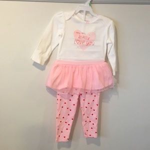 CARTER’S Baby Girl Long Sleeve One Piece with Tulle Outfit Size 18 Months